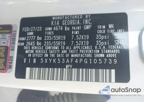 2023 Kia Sportage Sx-Prestige z USA, uszkodzony, nr VIN 5XYK53AF4PG105739